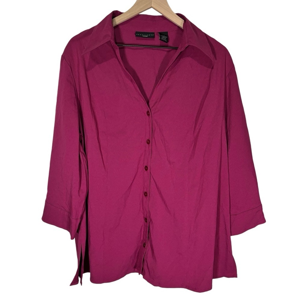 NWT Apostrophe Woman Button Down Shirt 3/4 Length Sleeve Size 18W